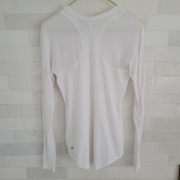 Lululemon Digni Tee Long Sleeve Top Shirt White Tonka Stripe Jersey Knit Soft - Picture 7 of 8
